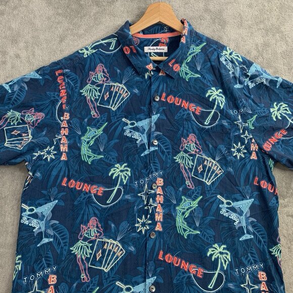 Tommy Bahama Shirt Mens XL This Is How I Roll Camp Silk Poker Hula Loop Collar - Picture 4 of 9